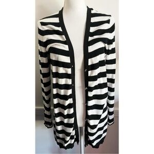 Alice and Olivia • Black White Striped Cotton Cardigan